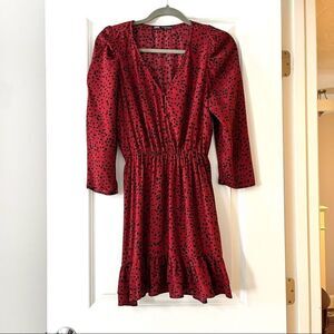 ZARA animal print burgundy/black dress NWOT